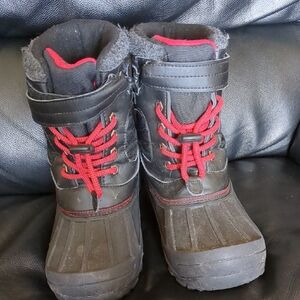 George Black and Red Kids Snow Boots